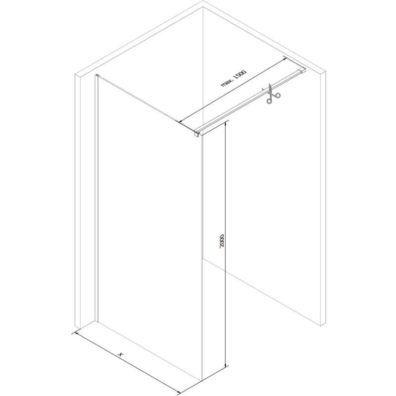 Mexen Kioto Walk-in zuhanyfal 110 x 200 cm, grafit 8 mm, fekete - 800-110-101-70-40
