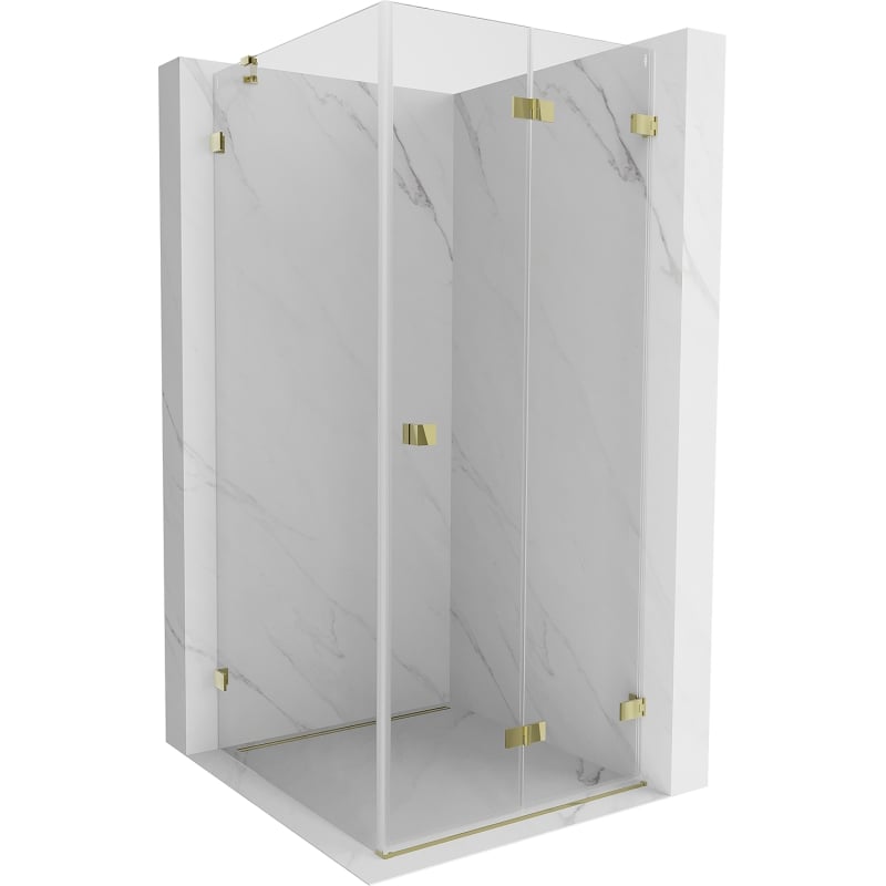 Mexen Lunar-F cabină de duș pliată dreapta 80 x 80 cm, transparent, auriu - 836-080-080-50-00-P