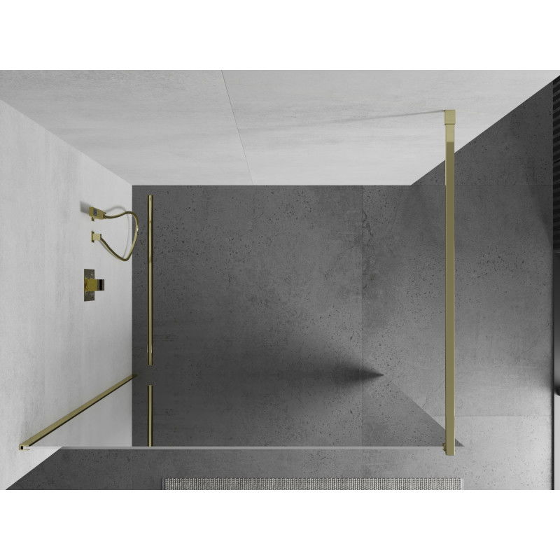 Mexen Kioto perete de duș Walk-in 100 x 200 cm, oglindă 8 mm, auriu - 800-100-101-50-50