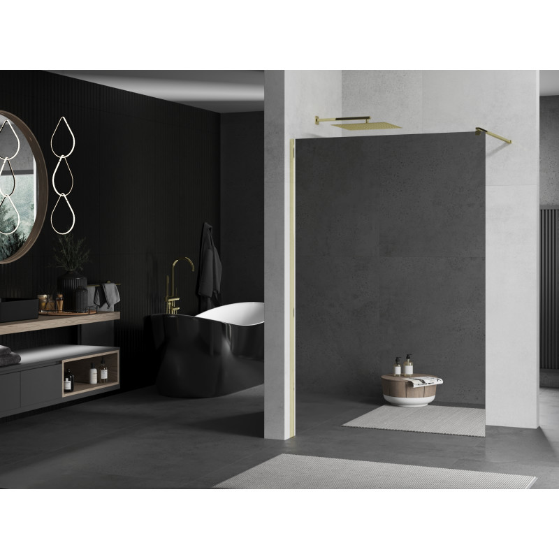 Mexen Kioto Walk-in zuhanyfal 120 x 200 cm, tükör 8 mm, arany - 800-120-101-50-50