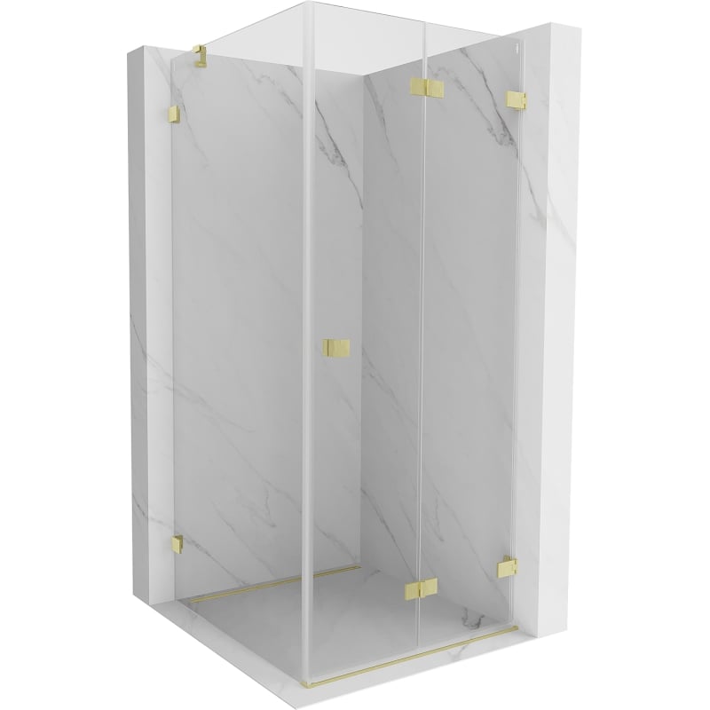 Mexen Lunar-F cabină de duș pliabilă dreapta 100 x 100 cm, transparent, auriu periat - 836-100-100-55-00-P