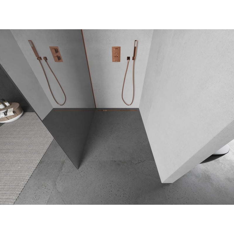 Mexen Kioto Panel de duș Walk-in 120 x 200 cm, oglindă 8 mm, aur roz - 800-120-101-60-50
