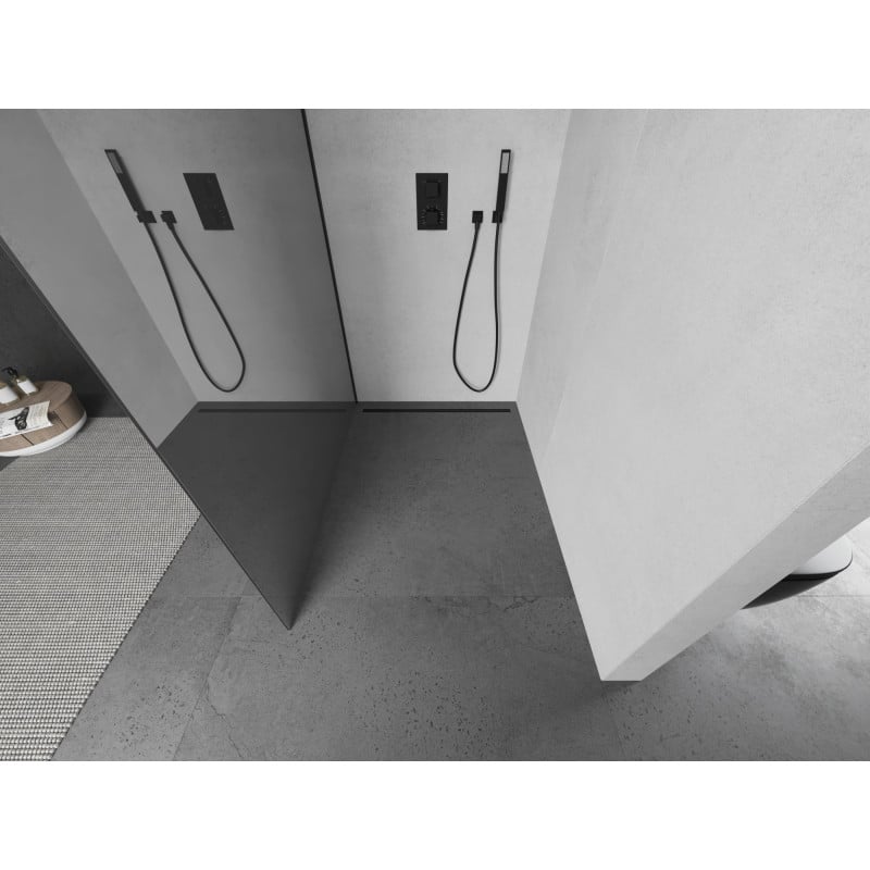 Mexen Kioto perete de duș Walk-in 80 x 200 cm, oglindă 8 mm, negru - 800-080-101-70-50