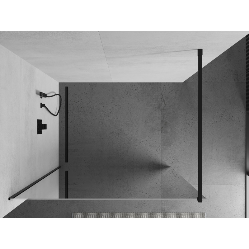 Mexen Kioto panou de duș Walk-in 90 x 200 cm, oglindă 8 mm, negru - 800-090-101-70-50