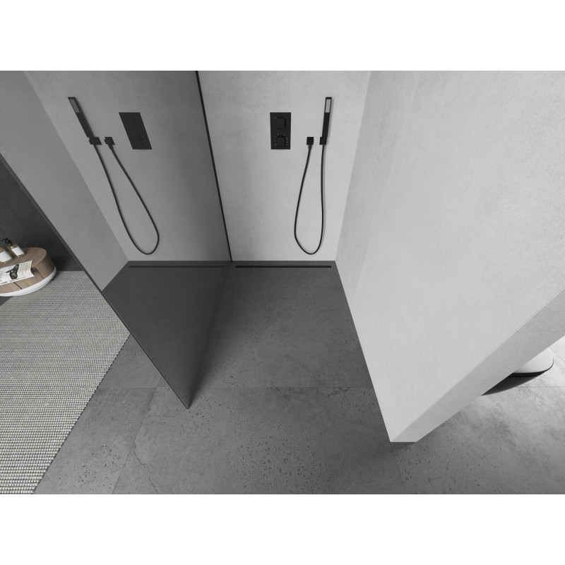 Mexen Kioto Walk-in Zuhanyfal 100 x 200 cm, tükör 8 mm, fekete - 800-100-101-70-50