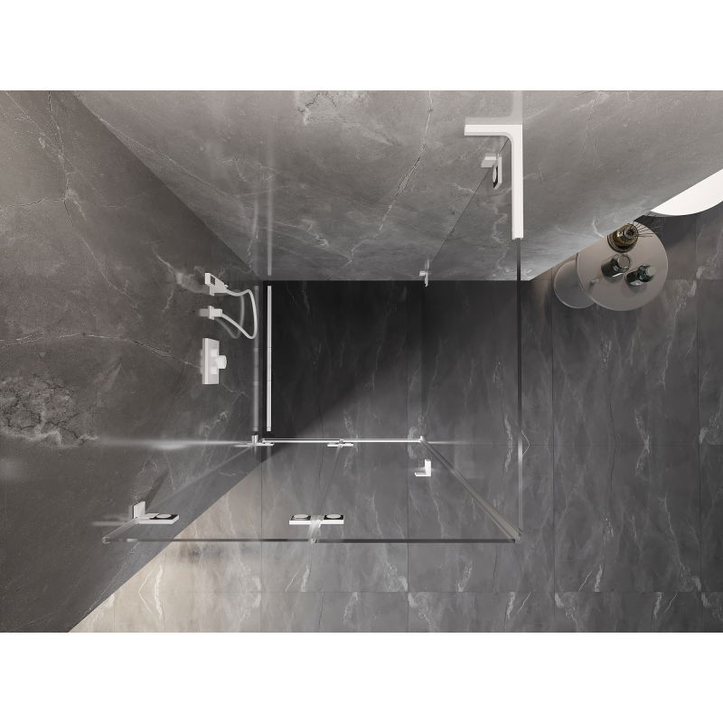 Mexen Lunar-F L cabină de duș pliabilă stânga 90 x 90 cm, transparentă, alb - 836L-090-090-20-00-L