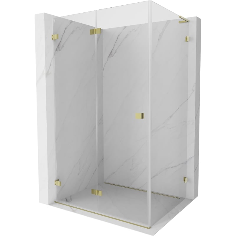 Mexen Lunar-F L cabină de duș pliabilă stânga 80 x 70 cm, transparent, aurie - 836L-080-070-50-00-L