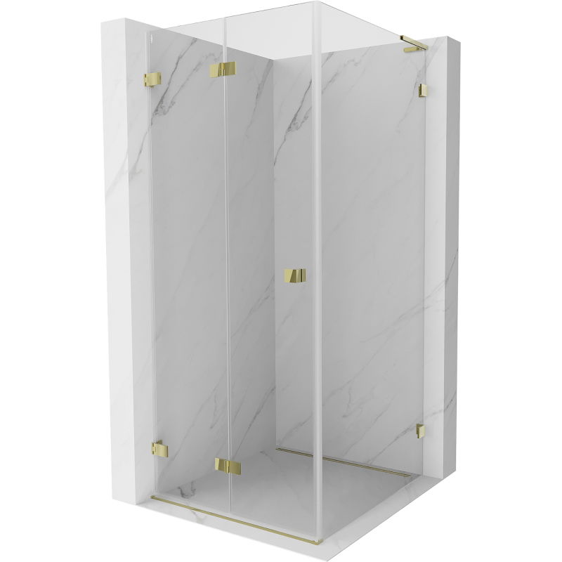 Mexen Lunar-F L cabină de duș pliabilă stânga 80 x 80 cm, transparent, auriu - 836L-080-080-50-00-L