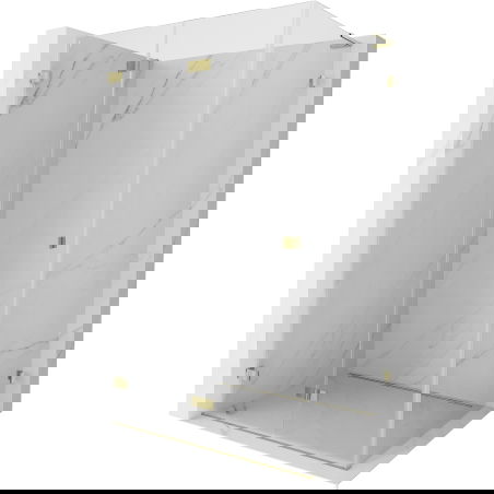 Mexen Lunar-F L összecsukható zuhanykabin balos 90 x 80 cm, átlátszó, arany - 836L-090-080-50-00-L