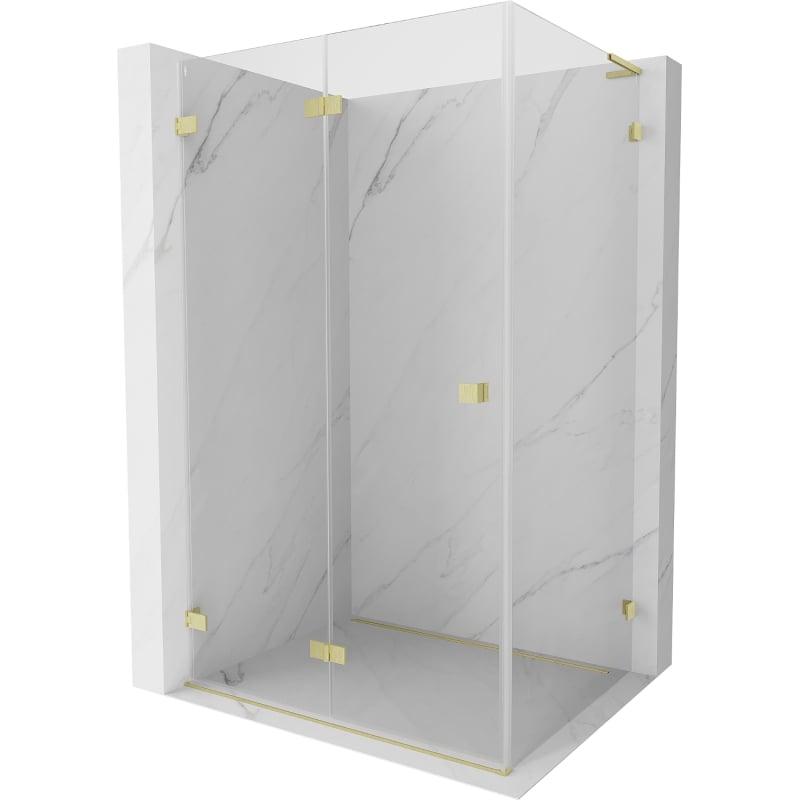 Mexen Lunar-F L cabină de duș pliabilă stânga 85 x 70 cm, transparent, auriu periat - 836L-085-070-55-00-L