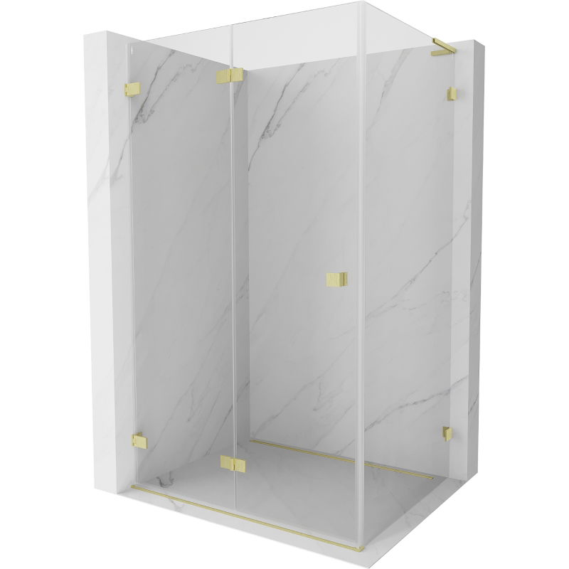 Mexen Lunar-F L cabină de duș pliabilă stânga 95 x 70 cm, transparent, auriu periat - 836L-095-070-55-00-L