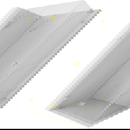 Cabină de duș pliată stânga Mexen Lunar-F L 90 x 80 cm, transparent, auriu periat - 836L-090-080-55-00-L
