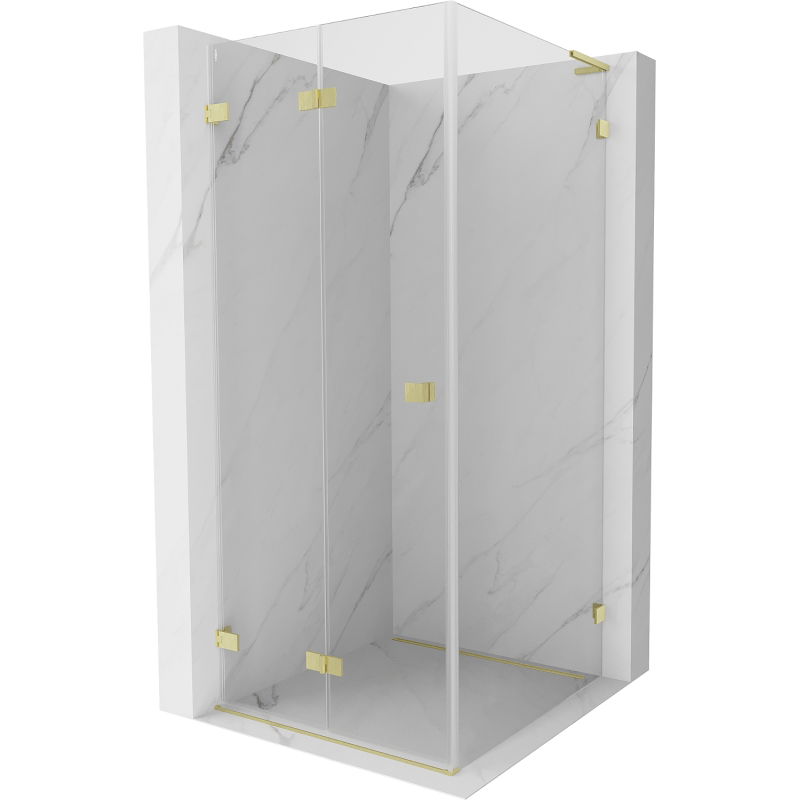 Mexen Lunar-F L cabină de duș pliabilă stânga 90 x 90 cm, transparent, auriu periat - 836L-090-090-55-00-L