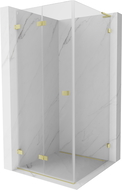Mexen Lunar-F L cabină de duș pliabilă stânga 90 x 90 cm, transparent, auriu periat - 836L-090-090-55-00-L