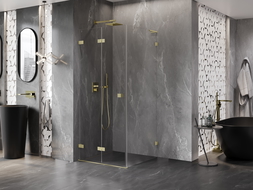 Mexen Lunar-F L cabină de duș pliabilă stânga 90 x 90 cm, transparent, auriu periat - 836L-090-090-55-00-L