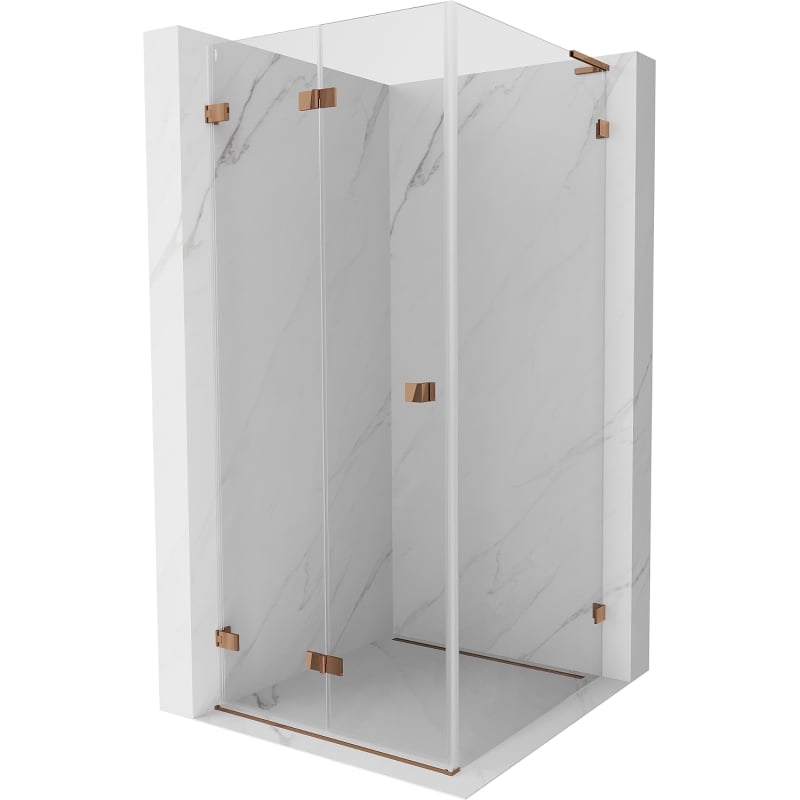 Mexen Lunar-F L cabină de duș pliabilă pe stânga 70 x 70 cm, transparent, aur roz - 836L-070-070-60-00-L