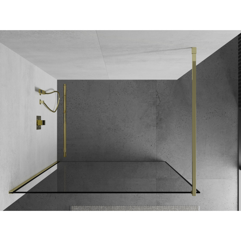 Mexen Kioto Walk-in zuhanyfal 120 x 200 cm, fekete keret, arany - 800-120-101-50-70