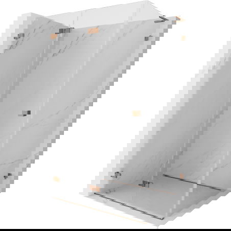 Mexen Lunar-F L összecsukható bal zuhanykabin 75 x 70 cm, áttetsző, rózsaszín arany - 836L-075-070-60-00-L