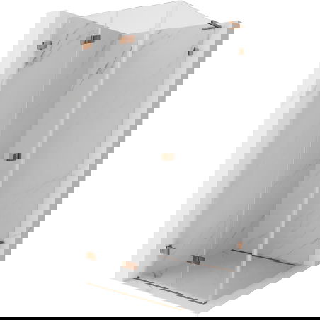 Mexen Lunar-F L cabină de duș pliată stânga 90 x 90 cm, transparent, aur roz - 836L-090-090-60-00-L