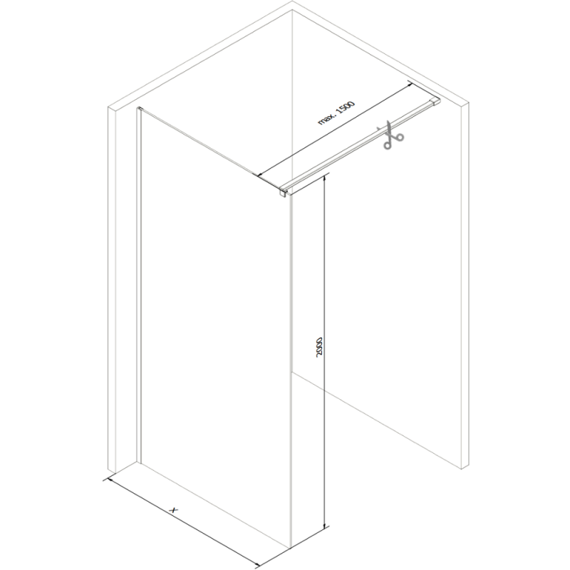 Mexen Kioto Walk-in zuhanyfal 90 x 200 cm, fekete keret, 8 mm, fekete - 800-090-101-70-70
