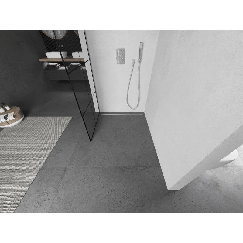 Mexen Kioto Walk-in zuhanyfal 70 x 200 cm, fekete rács, 8 mm, króm - 800-070-101-01-77