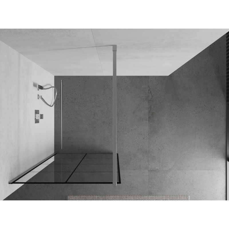 Mexen Kioto perete duș Walk-in 80 x 200 cm, grilaj negru 8 mm, crom - 800-080-101-01-77