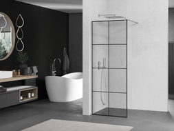 Mexen Kioto Walk-in zuhanyfal 80 x 200 cm, fekete rács 8 mm, króm - 800-080-101-01-77