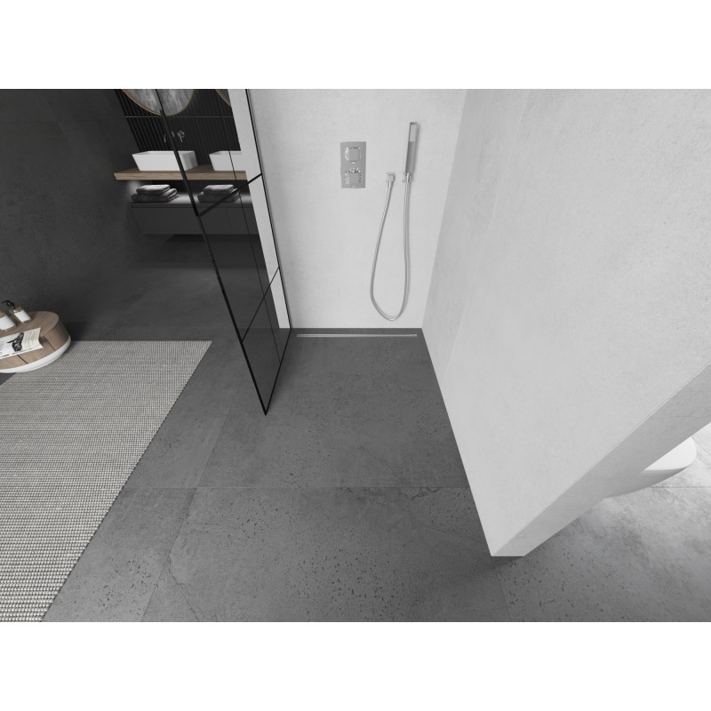Mexen Kioto Walk-in zuhanyfal 80 x 200 cm, fekete rács 8 mm, króm - 800-080-101-01-77