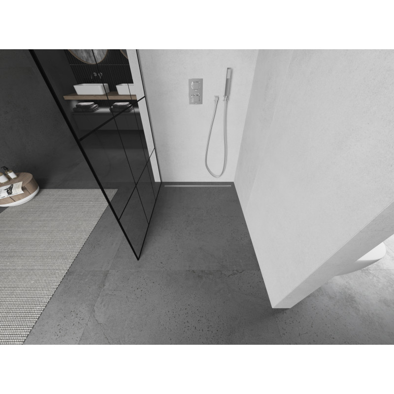 Mexen Kioto Walk-in zuhanyfal 120 x 200 cm, fekete rács, 8 mm, króm - 800-120-101-01-77