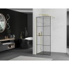 Mexen Kioto Walk-in zuhanyfal 90 x 200 cm, fekete rácsos 8 mm, arany - 800-090-101-50-77