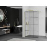 Mexen Kioto Perete de duș Walk-in 100 x 200 cm, grilaj negru 8 mm, auriu - 800-100-101-50-77