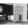 Mexen Kioto+ zuhanyfal polccal Walk-in 120 x 200 cm, fekete rács, króm - 800-120-121-01-77