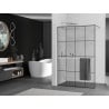 Mexen Kioto+ perete de duș cu raft Walk-in 130 x 200 cm, grilaj negru, crom - 800-130-121-01-77