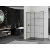 Mexen Kioto Walk-in zuhanyfal 140 x 200 cm, fekete rácsos, arany - 800-140-101-50-77
