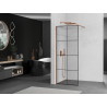 Mexen Kioto Walk-in zuhanyfal 90 x 200 cm, fekete rács 8 mm, rózsaarany - 800-090-101-60-77