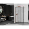 Mexen Kioto Walk-in Zuhanyfal 100 x 200 cm, fekete rácsozat 8 mm, rózsaarany - 800-100-101-60-77