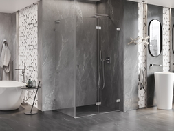 Mexen Lunar-F L összecsukható jobb zuhanykabin 100 x 80 cm, átlátszó, króm - 836L-100-080-01-00-P