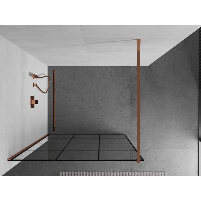 Mexen Kioto perete de duș Walk-in 110 x 200 cm, grilaj negru 8 mm, aur roz - 800-110-101-60-77