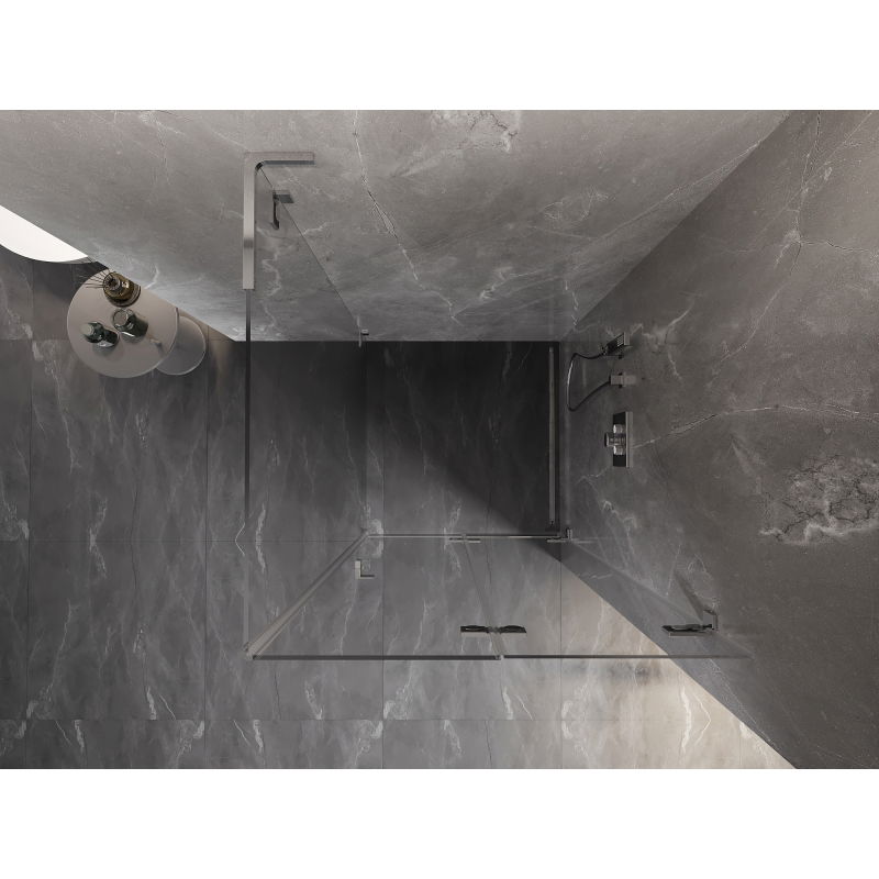 Mexen Lunar-F L összecsukható zuhanykabin jobb 90 x 90 cm, átlátszó, króm - 836L-090-090-01-00-P