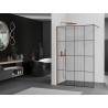 Mexen Kioto Walk-in zuhanyfal 130 x 200 cm, fekete rács 8 mm, rózsaarany - 800-130-101-60-77