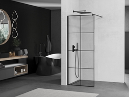 Mexen Kioto panou de duș Walk-in 70 x 200 cm, grilaj negru 8 mm, negru - 800-070-101-70-77