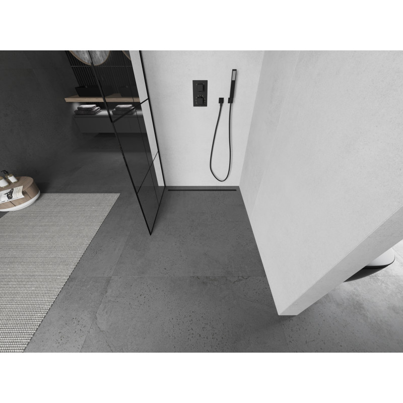 Mexen Kioto Walk-in zuhanyfal 90 x 200 cm, fekete rácsozás 8 mm, fekete - 800-090-101-70-77