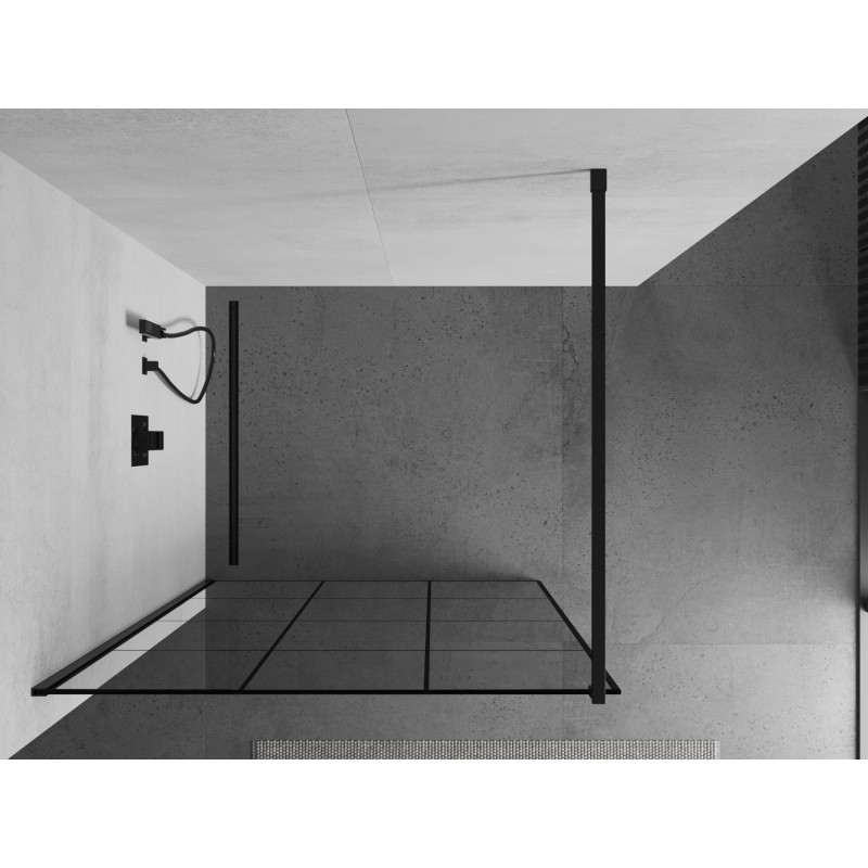 Mexen Kioto Walk-in zuhanyfal 100 x 200 cm, fekete rács, 8 mm, fekete - 800-100-101-70-77