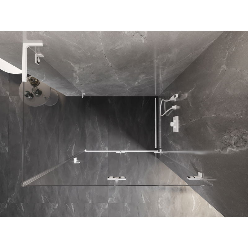 Mexen Lunar-F L cabină de duș pliabilă dreaptă 85 x 80 cm, transparent, albă - 836L-085-080-20-00-P