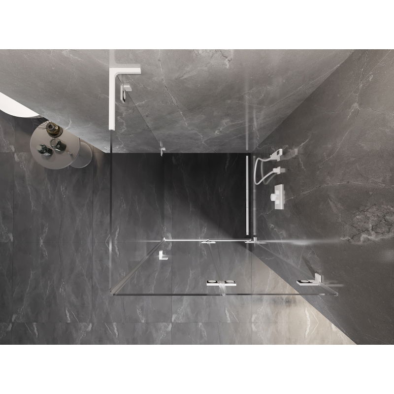 Mexen Lunar-F L cabină de duș pliabilă dreapta 100 x 100 cm, transparent, albă - 836L-100-100-20-00-P