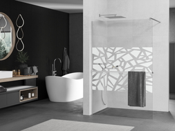 Mexen Kioto+ walk-in zuhanyfal polccal, 80 x 200 cm, fehér minta, króm - 800-080-121-01-85