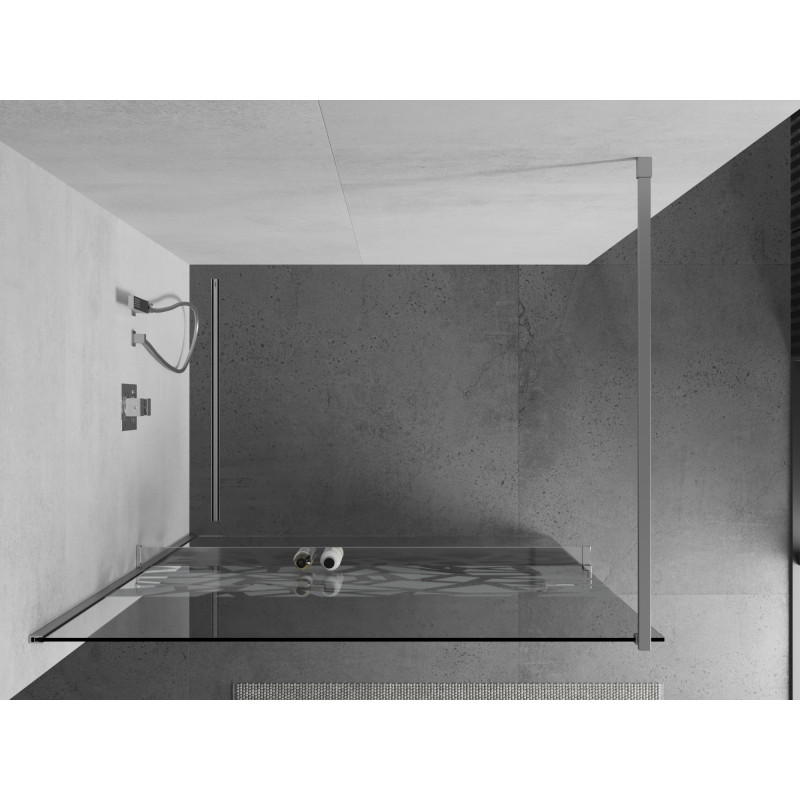 Mexen Kioto+ panou de duș cu raft Walk-in 80 x 200 cm, model alb, crom - 800-080-121-01-85