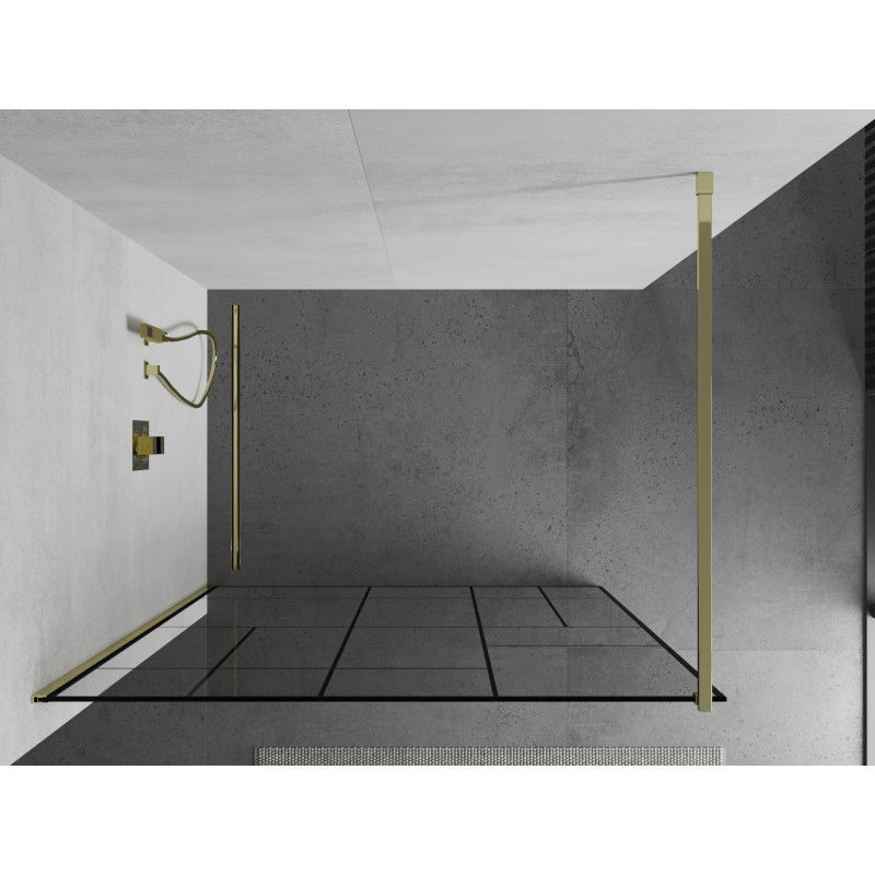 Mexen Kioto perete de duș Walk-in 90 x 200 cm, model negru 8 mm, auriu - 800-090-101-50-78