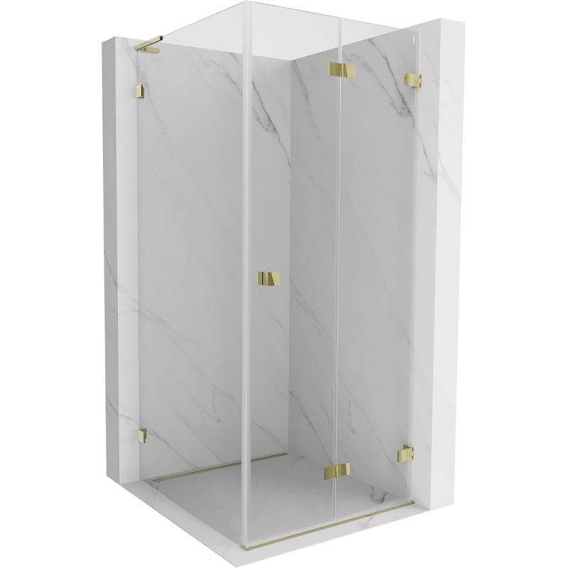 Mexen Lunar-F L cabină de duș pliată dreapta 90 x 90 cm, transparentă, aurie - 836L-090-090-50-00-P