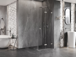 Mexen Lunar-F cabina de duș pliabilă dreapta 100 x 100 cm, transparentă, nichel periat - 836-100-100-97-00-P